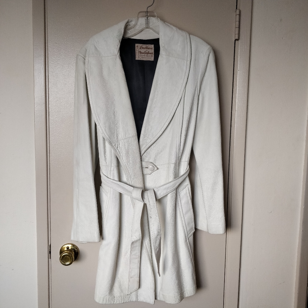 Vintage White Leather Coat